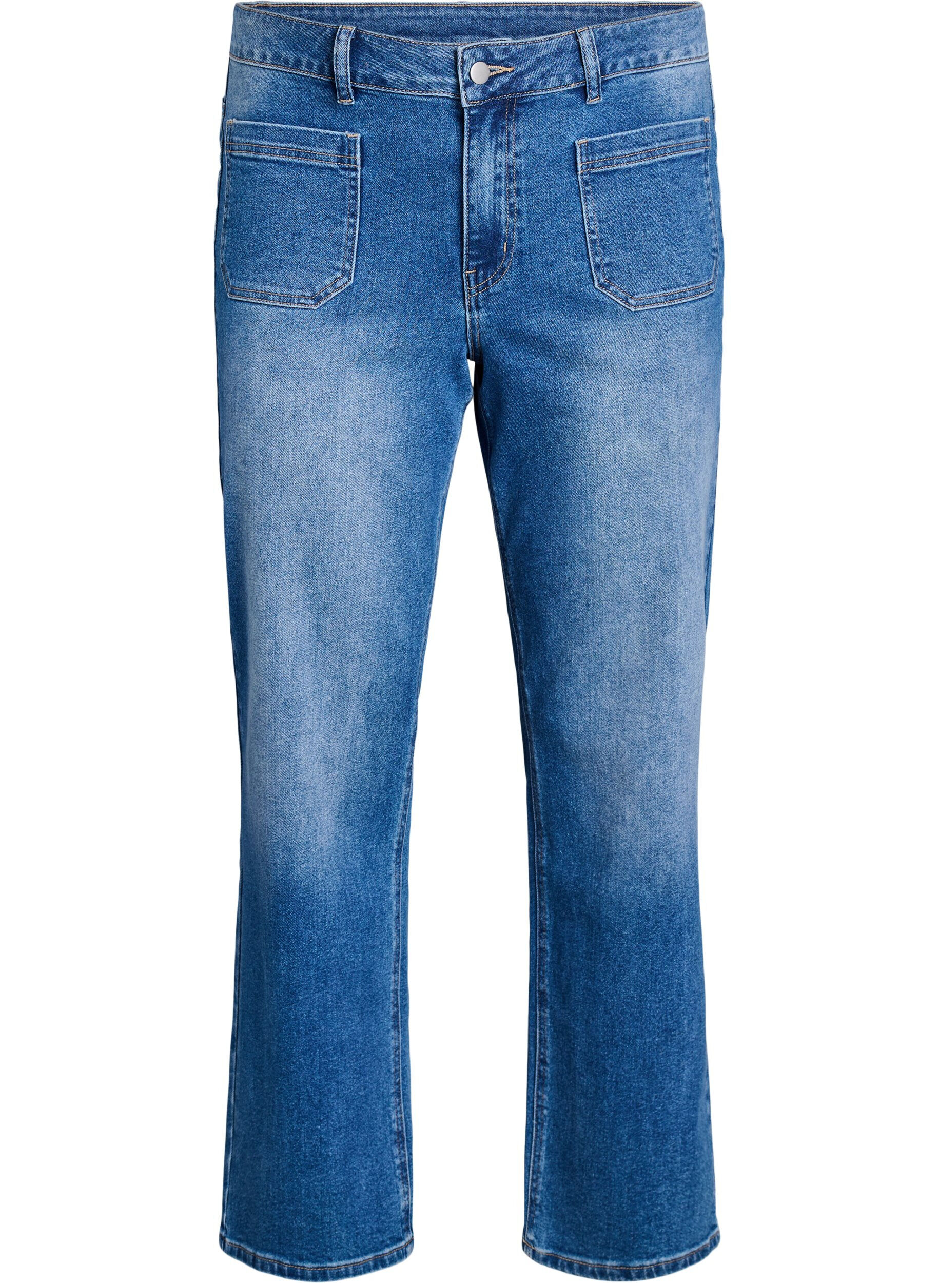 ZizziJeans met zakken aan de voorkant en rechte pijpen, Blauw, Packshot image number 0
