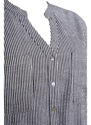 Chemise en coton rayée à manches 3/4, Black Stripe, Packshot image number 2