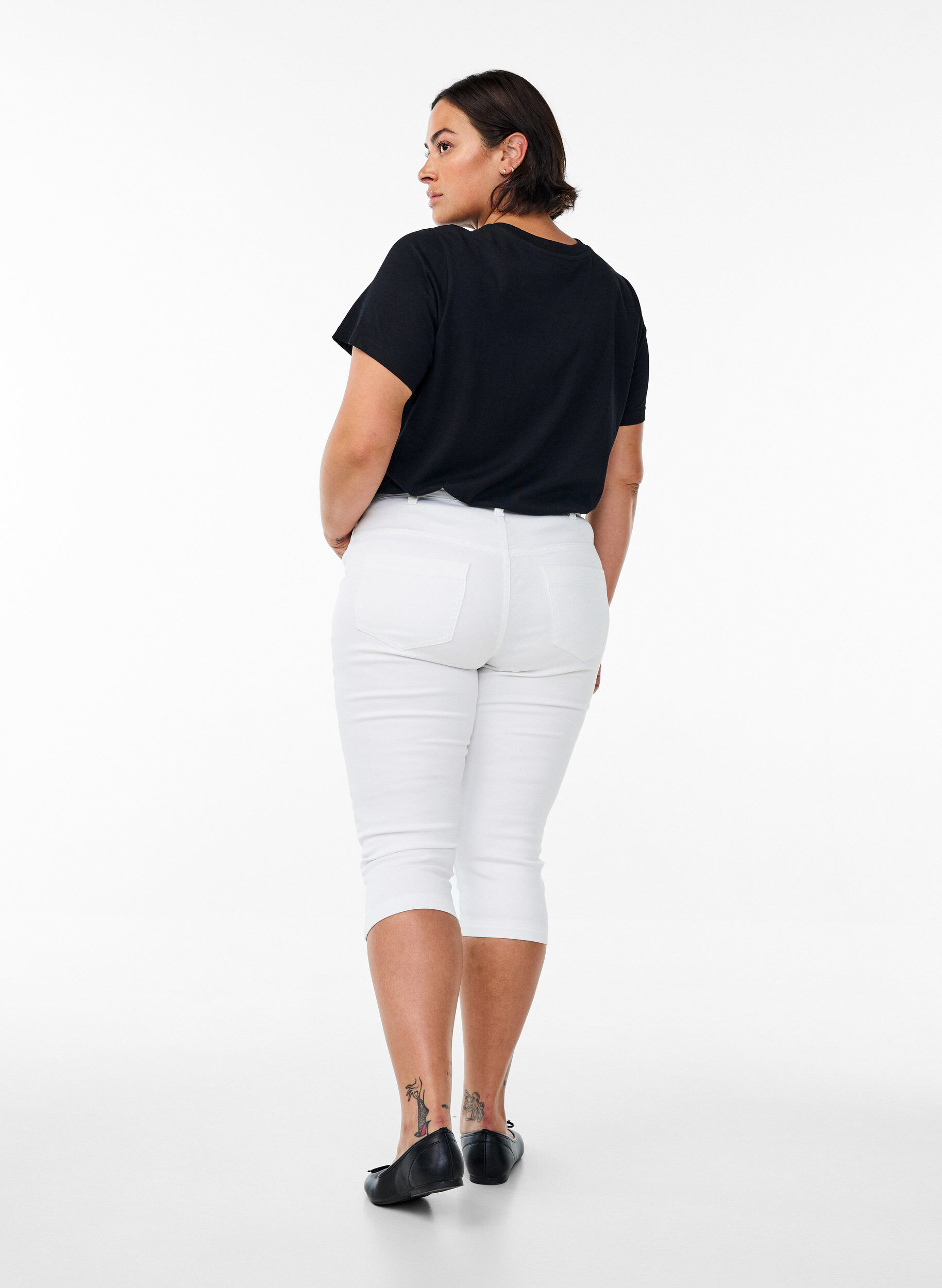 ZizziAmy capri jeans met hoge taille en super strakke pasvorm, Wit, Model image number 1