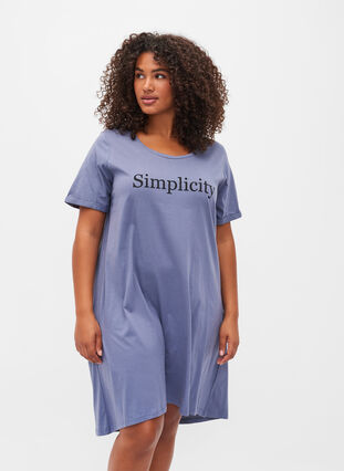 Chemise de nuit en coton à manches courtes avec imprimé, Grey W. Simplicity, Model image number 0