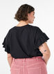 T-shirt en coton bio avec manches &agrave; volants, Noir, Model image number 2