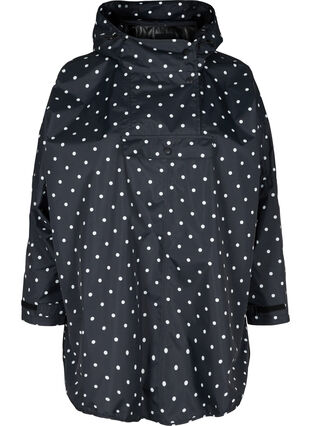 Poncho de pluie avec capuche et imprimé, Black w/ white dots, Packshot image number 0