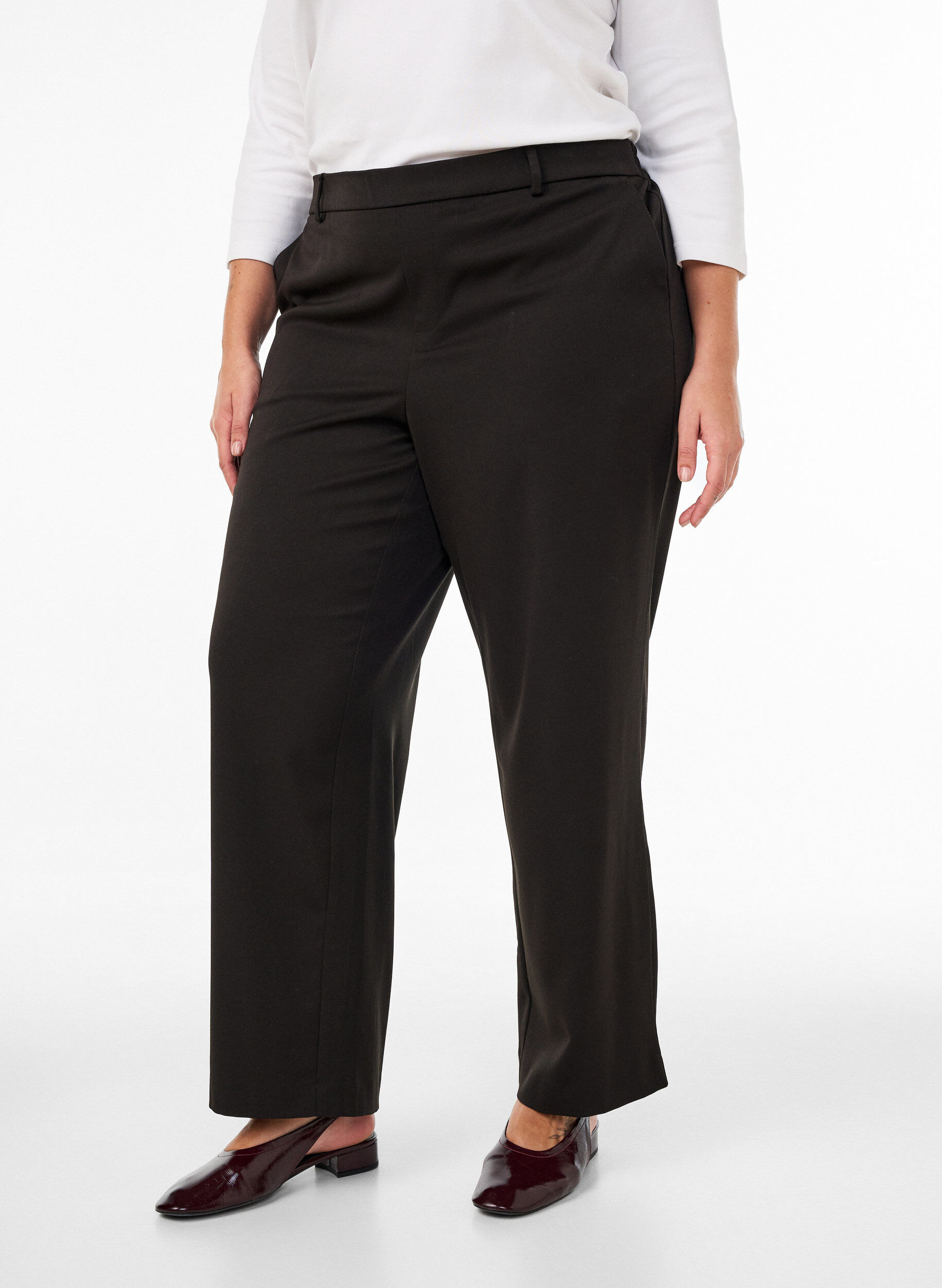 ZizziPantalon de costume taille haute coupe droite, Noir, Model image number 2