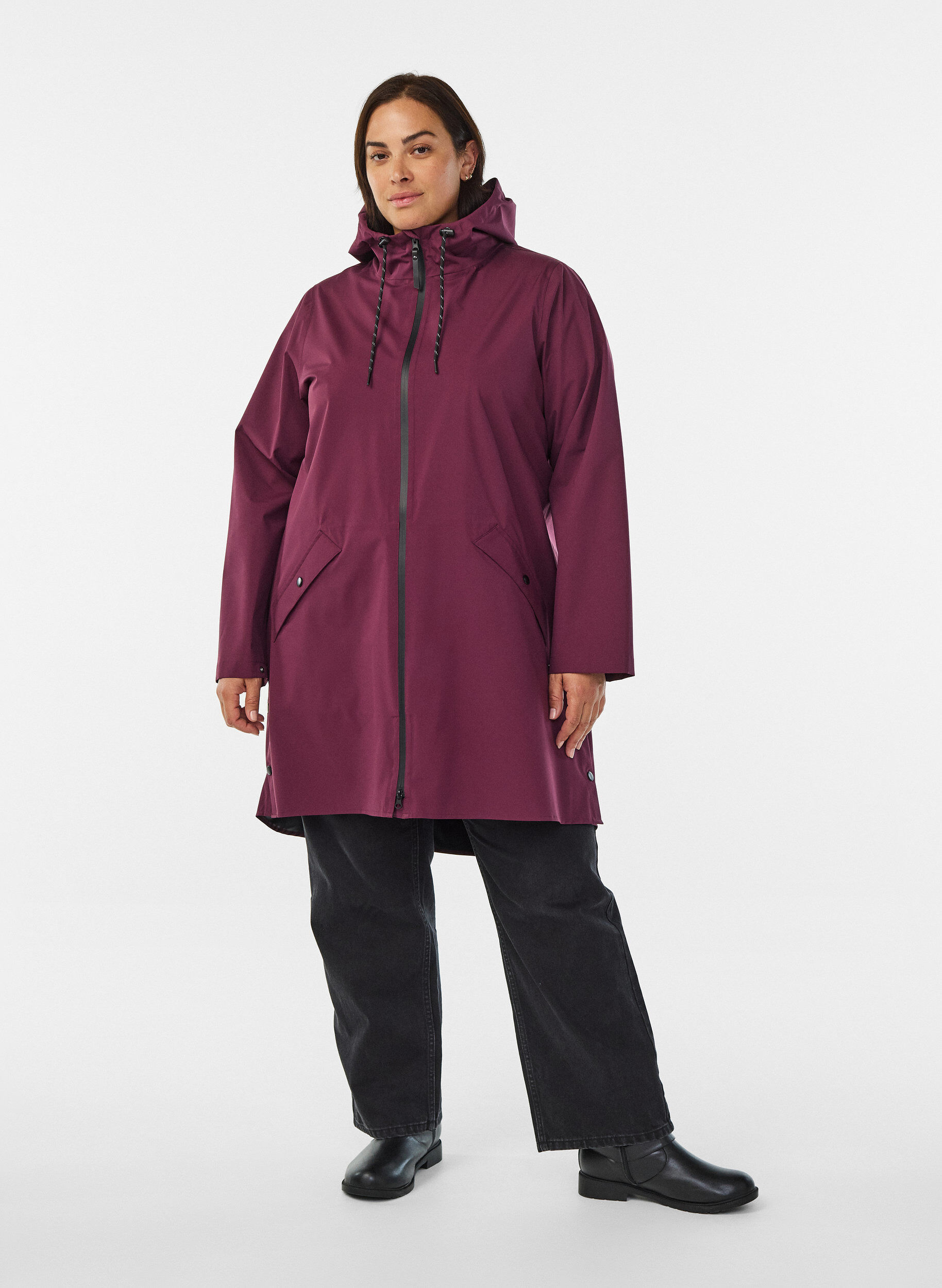 ZizziVeste de pluie avec poches et capuche, Bordeaux fonc&eacute;, Model image number 1