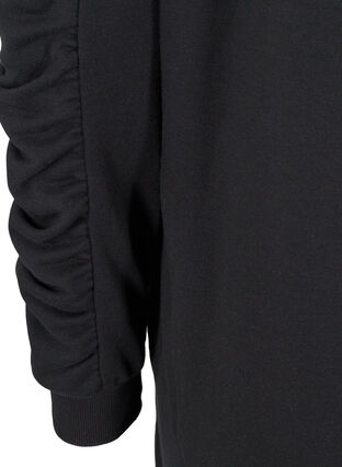 Sweatjurk met zakken en gedrapeerde mouwen, Black, Packshot image number 3