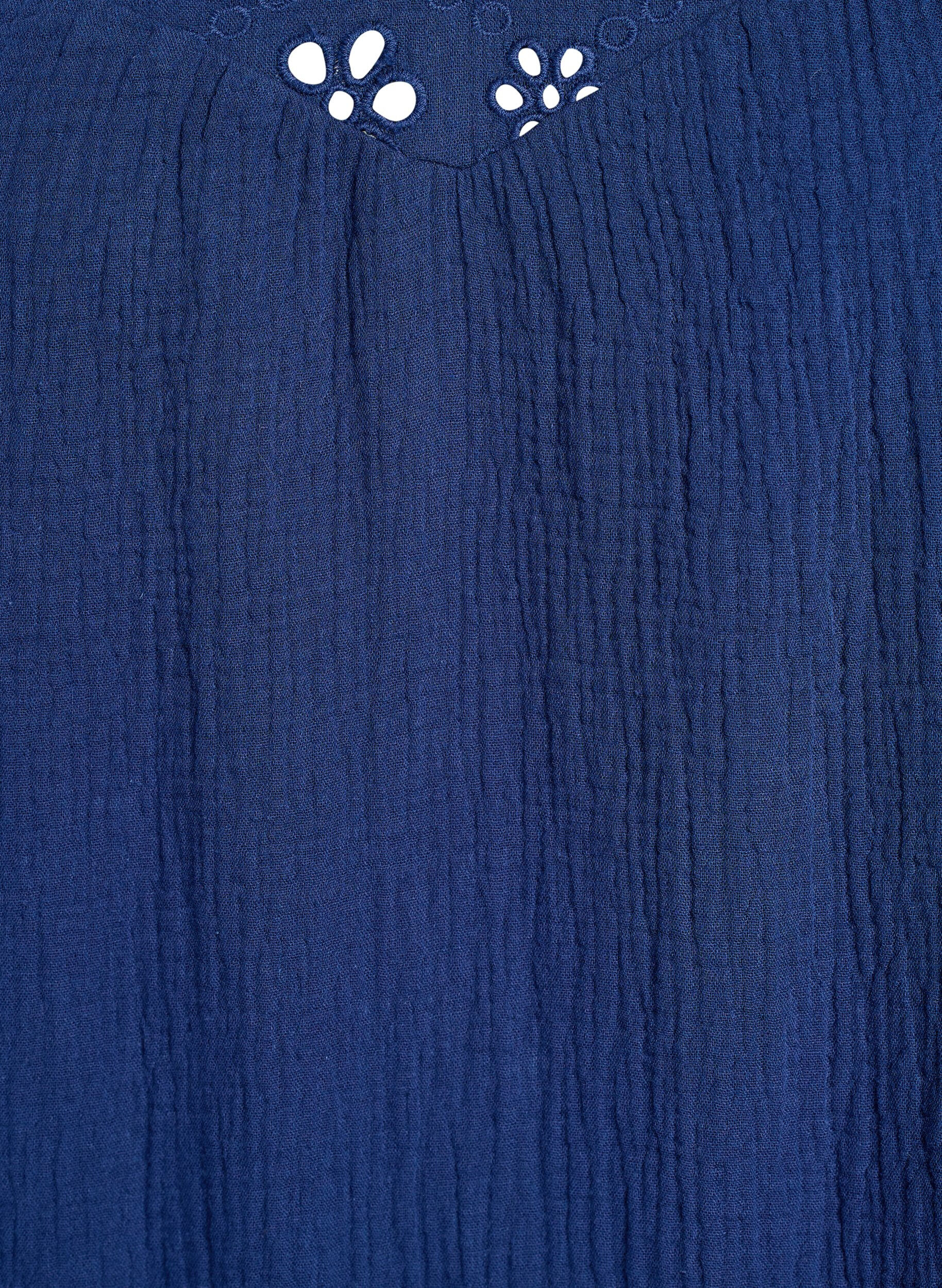 ZizziBlouse en mousseline de coton avec broderie anglaise et manches 1/2, Bleu, Packshot image number 2