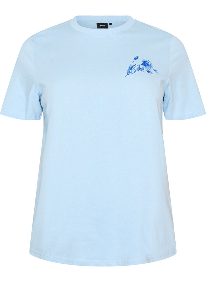 Katoenen T-shirt met print, Blauw, Packshot image number 0
