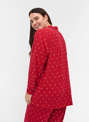 Haut de pyjama en coton imprimé, Tango Red AOP, Model image number 1
