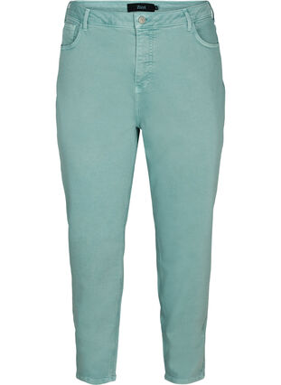 Mom fit jeans in katoen, Chinois Green, Packshot image number 0
