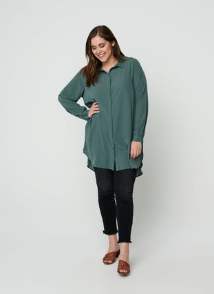 Lange transparante blouse, Balsam Green, Model image number 2