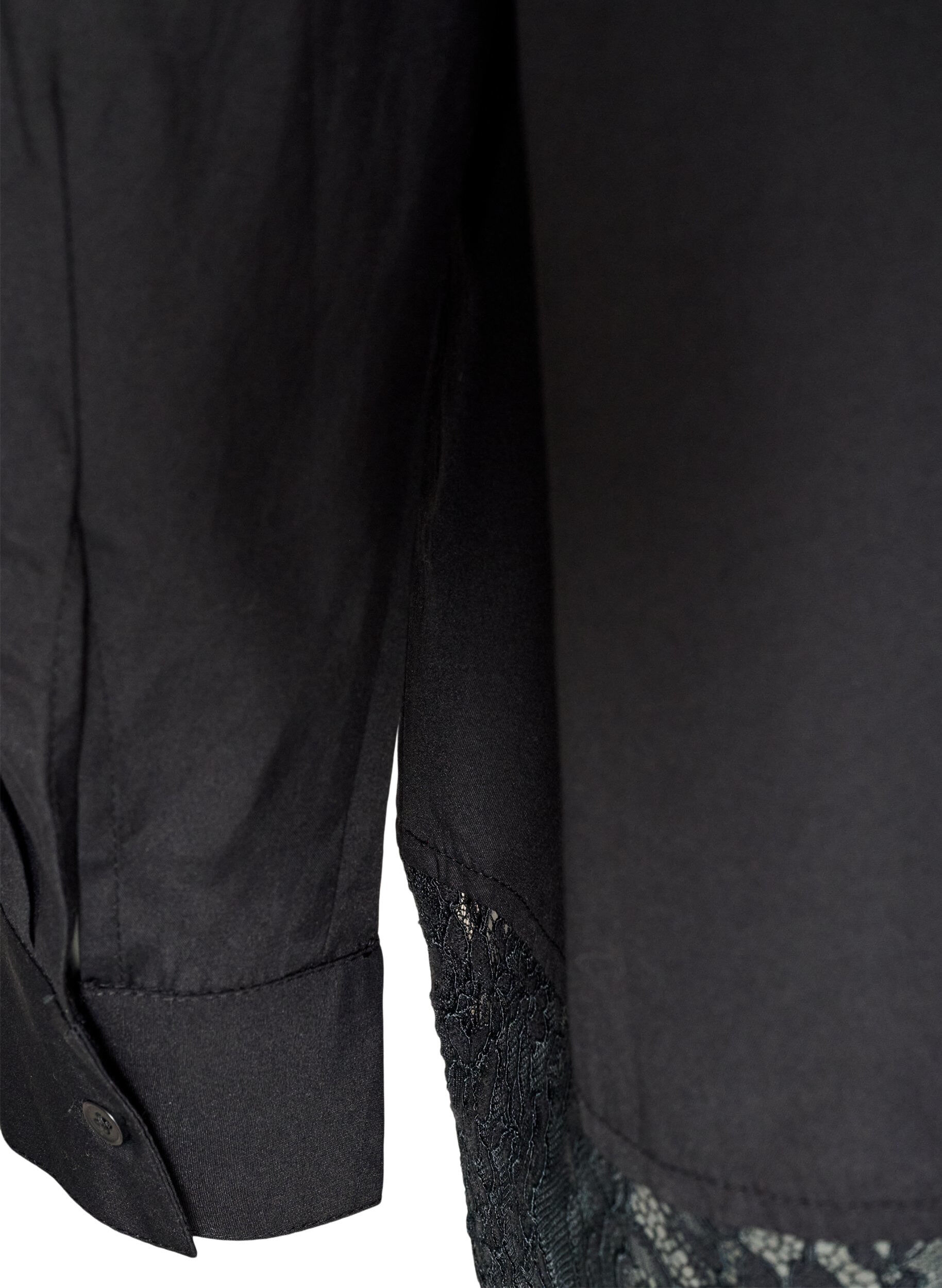 ZizziChemise ample avec une large bordure en dentelle, Noir, Packshot image number 3