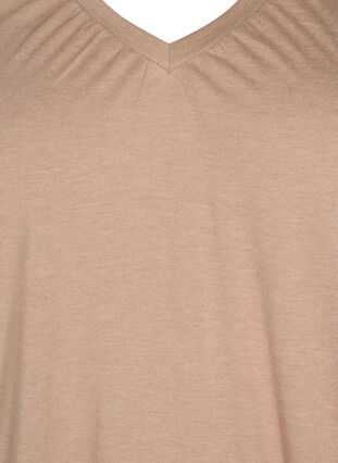 T-shirt mélangé avec bord élastiqué, Natural Mél, Packshot image number 2