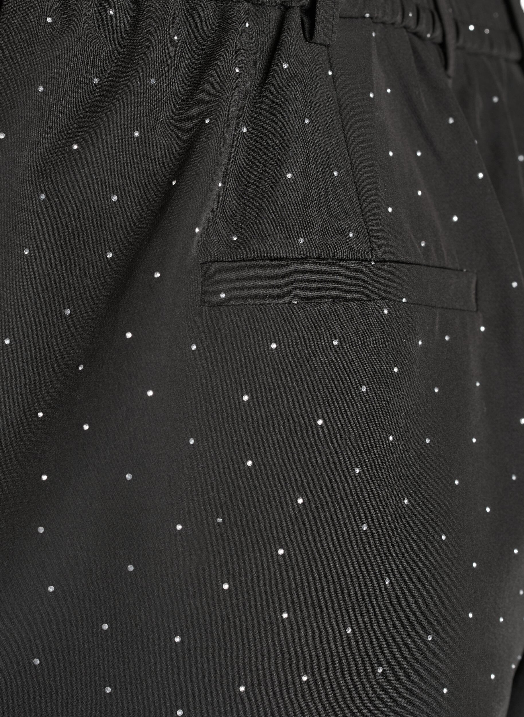 Zizzi Pantalon taille haute avec des strass, Noir, Packshot image number 3