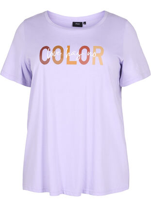 T-shirt en coton avec imprimé, Lavender COLOR, Packshot image number 0
