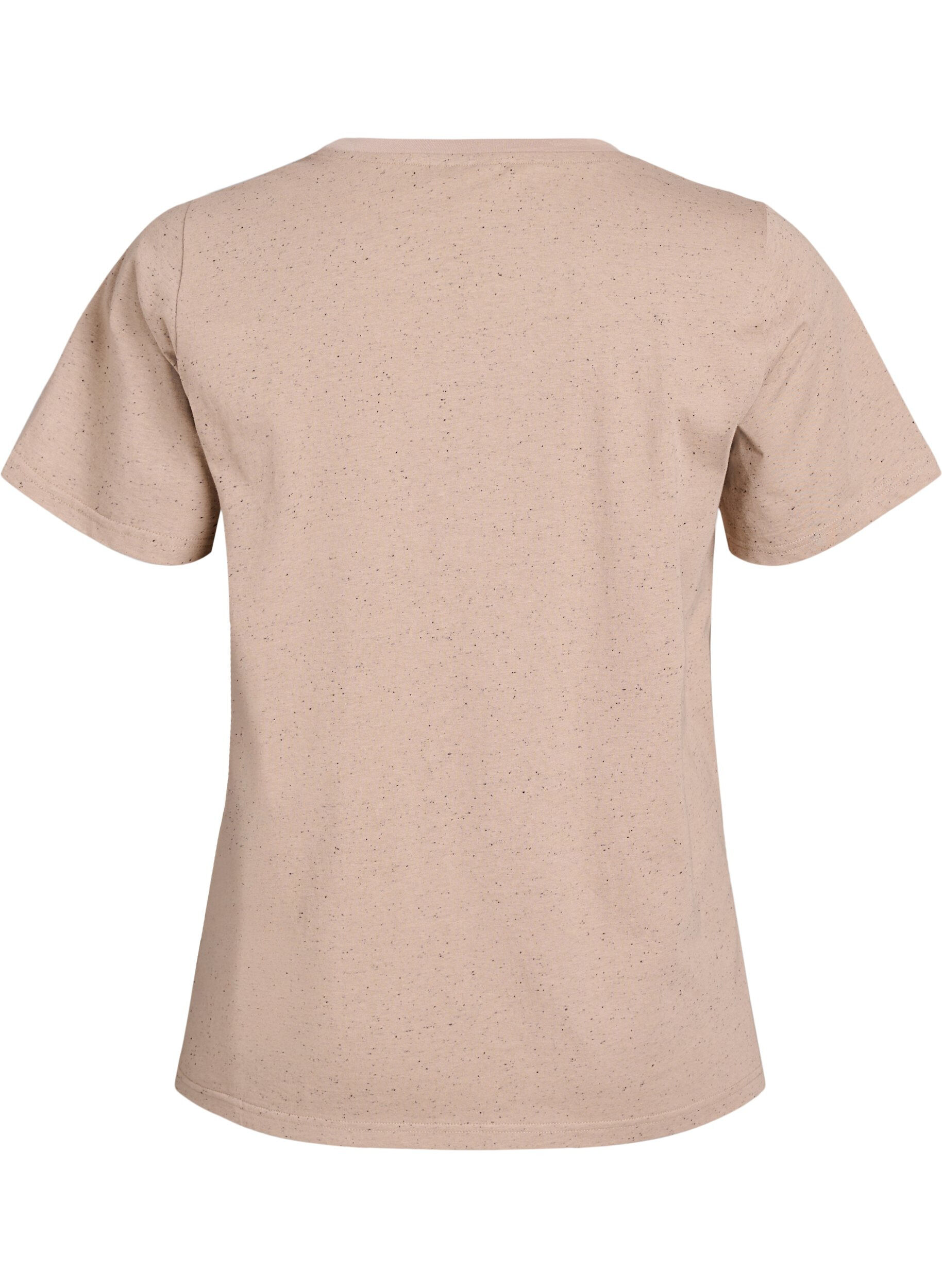 ZizziKatoenen T-shirt met ronde hals, Beige, Packshot image number 1