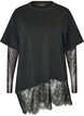 Blouse avec manches en maille et finitions en dentelle, Noir, Packshot image number 0