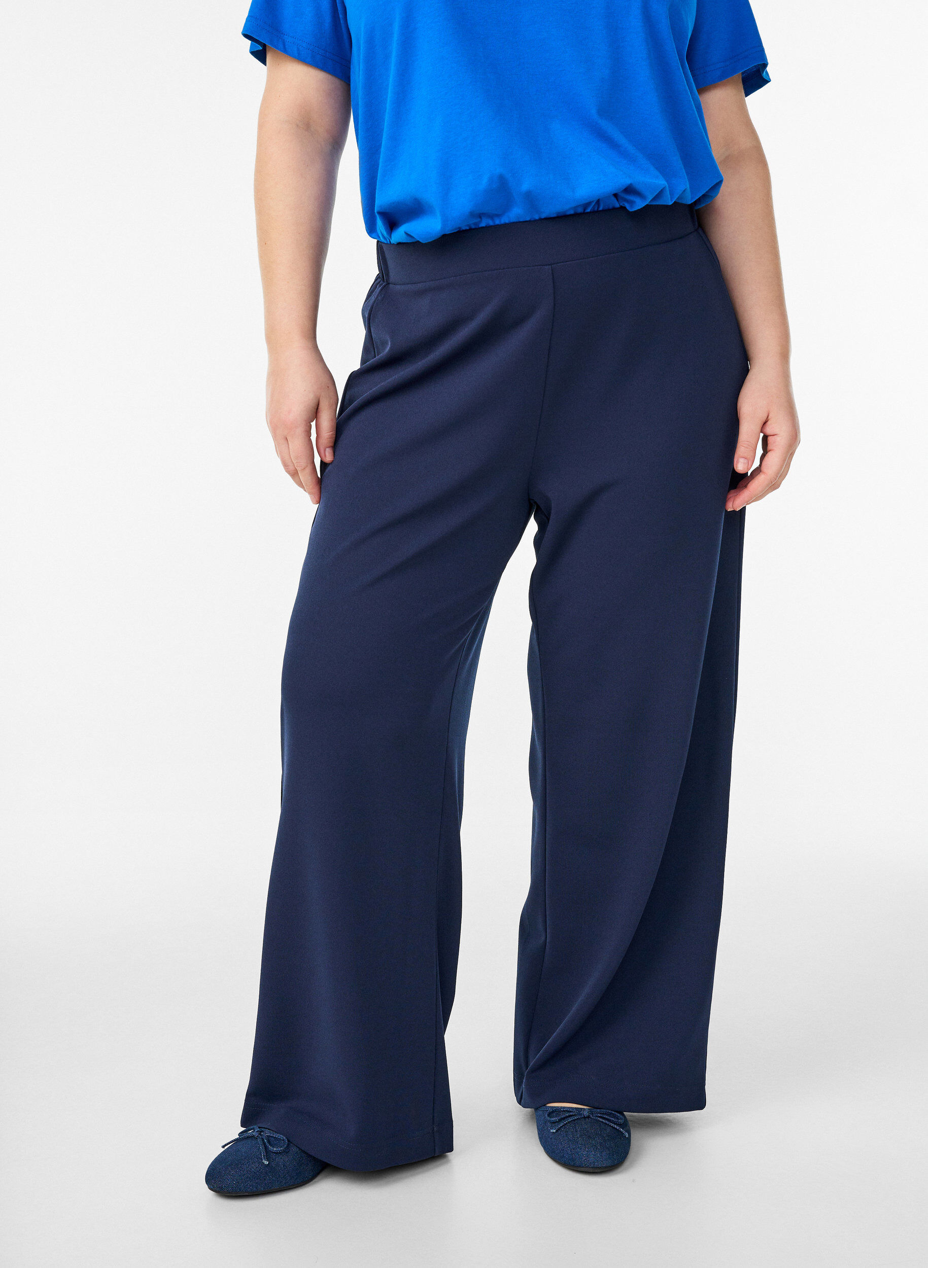 ZizziBroek met wijde pijpen, Blauw, Model image number 2