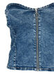 Denim korset top met rits, Blue denim, Packshot image number 2