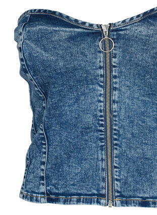 Top corset en denim avec fermeture éclair, Blue denim, Packshot image number 2