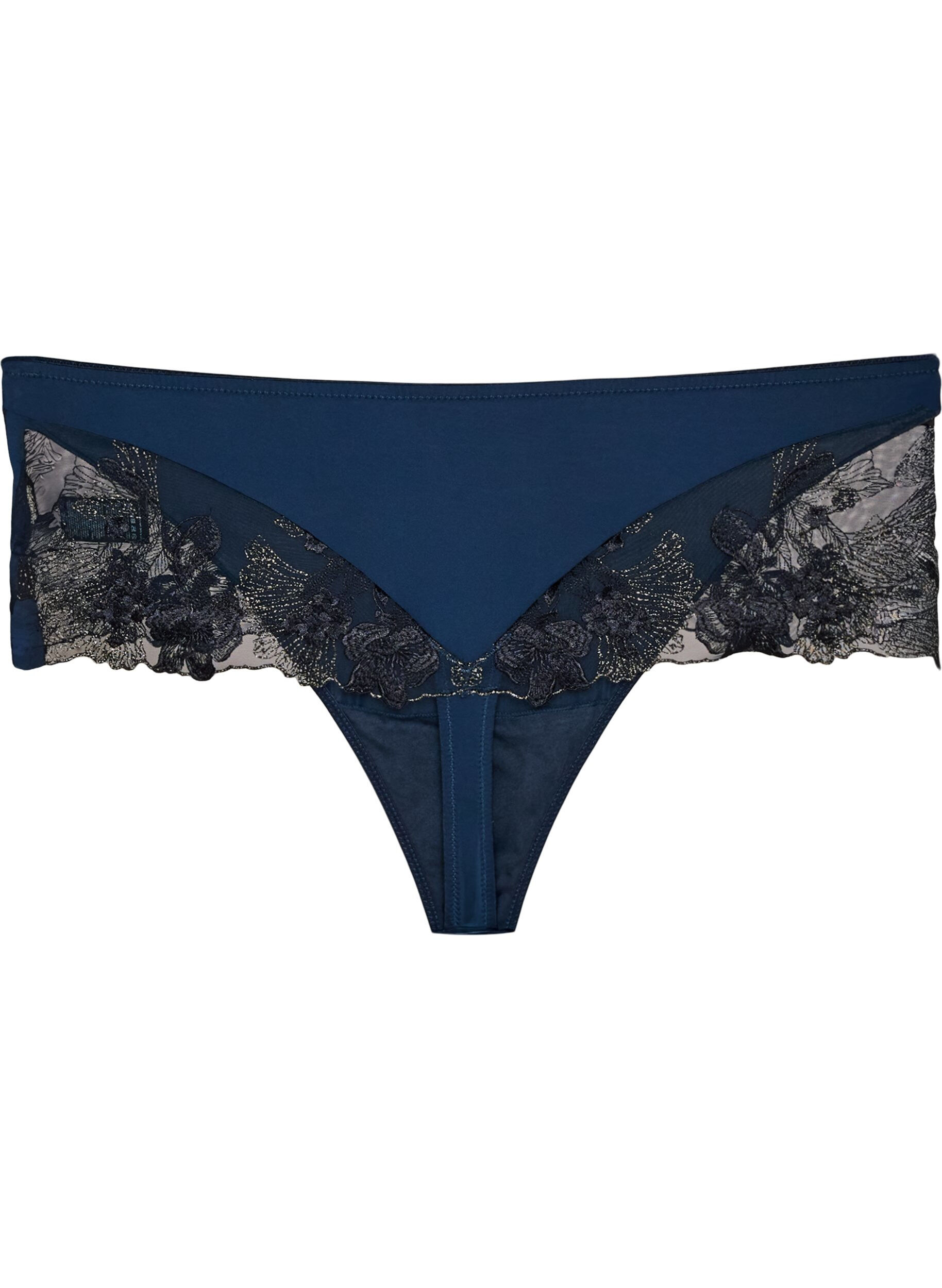 ZizziString hipster avec broderie florale et taille standard, Bleu, Packshot image number 2