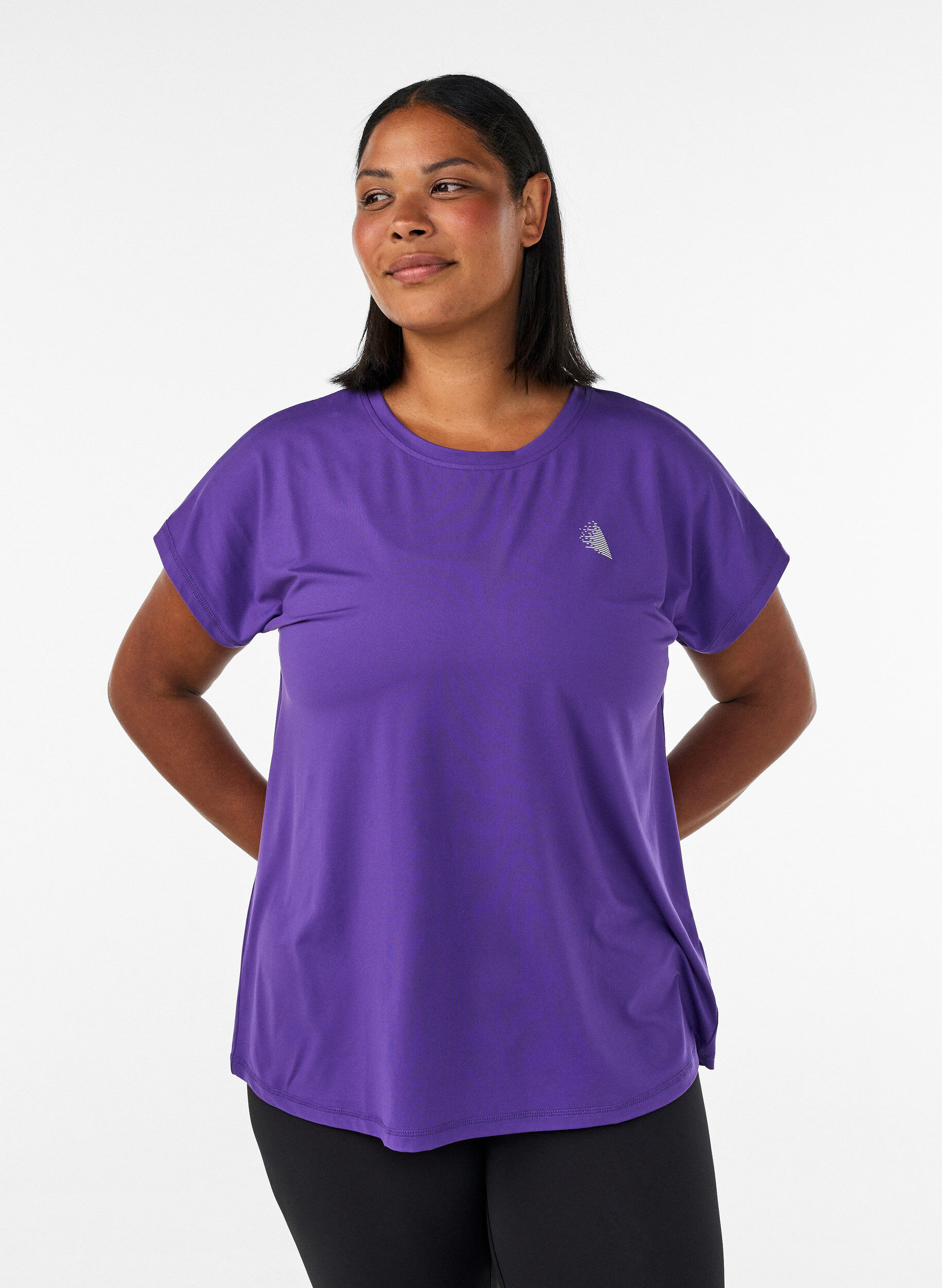 Effen gekleurd trainingsshirt, Paars, Model