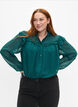 T-shirtblouse met ruches en een gestippelde textuur, Shaded Spruce, Model image number 0