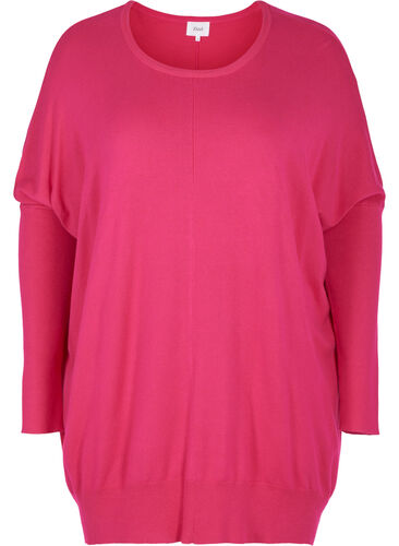 Pull en tricot avec bords côtelés, Pink Yarrow, Packshot image number 0