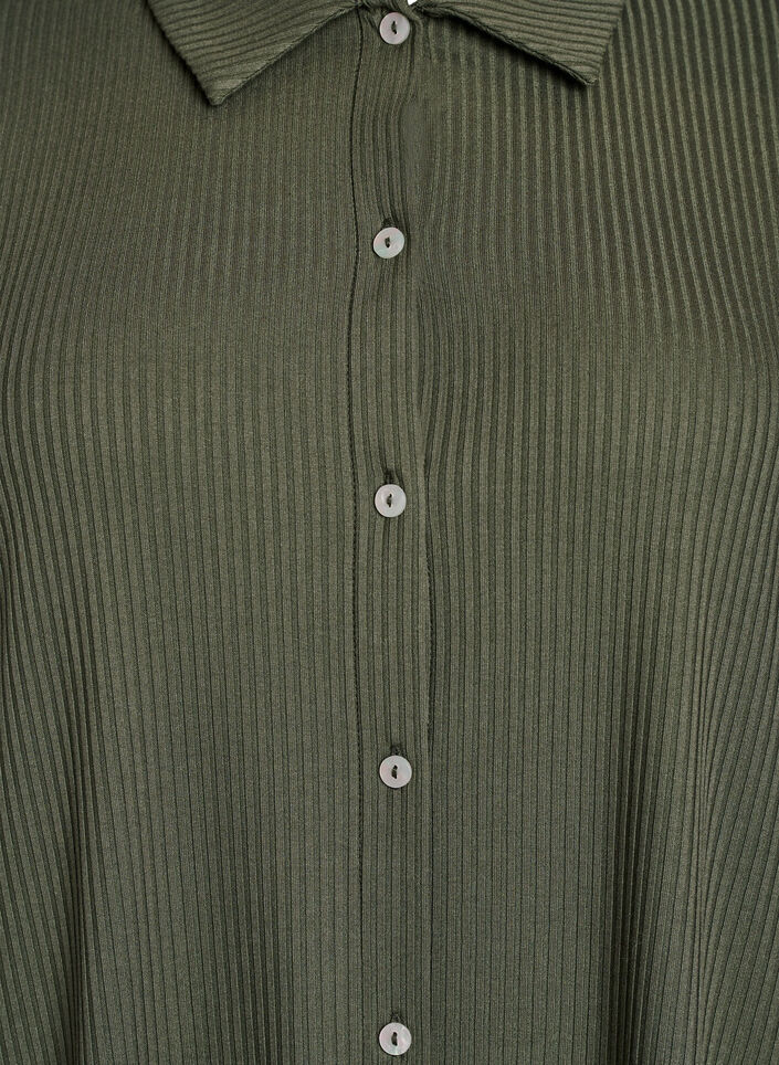 Jersey maxi jurk met kraag en korte mouwen, Groen, Packshot image number 2