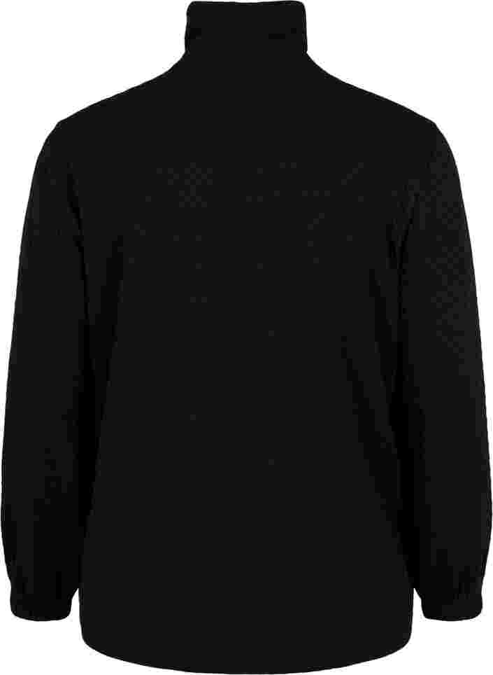 Sweat-shirt à col montant et cordon élastique réglable, Black, Packshot image number 1