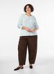 Kabelgebreide cardigan met decoratieve knopen, Blauw, Model image number 1