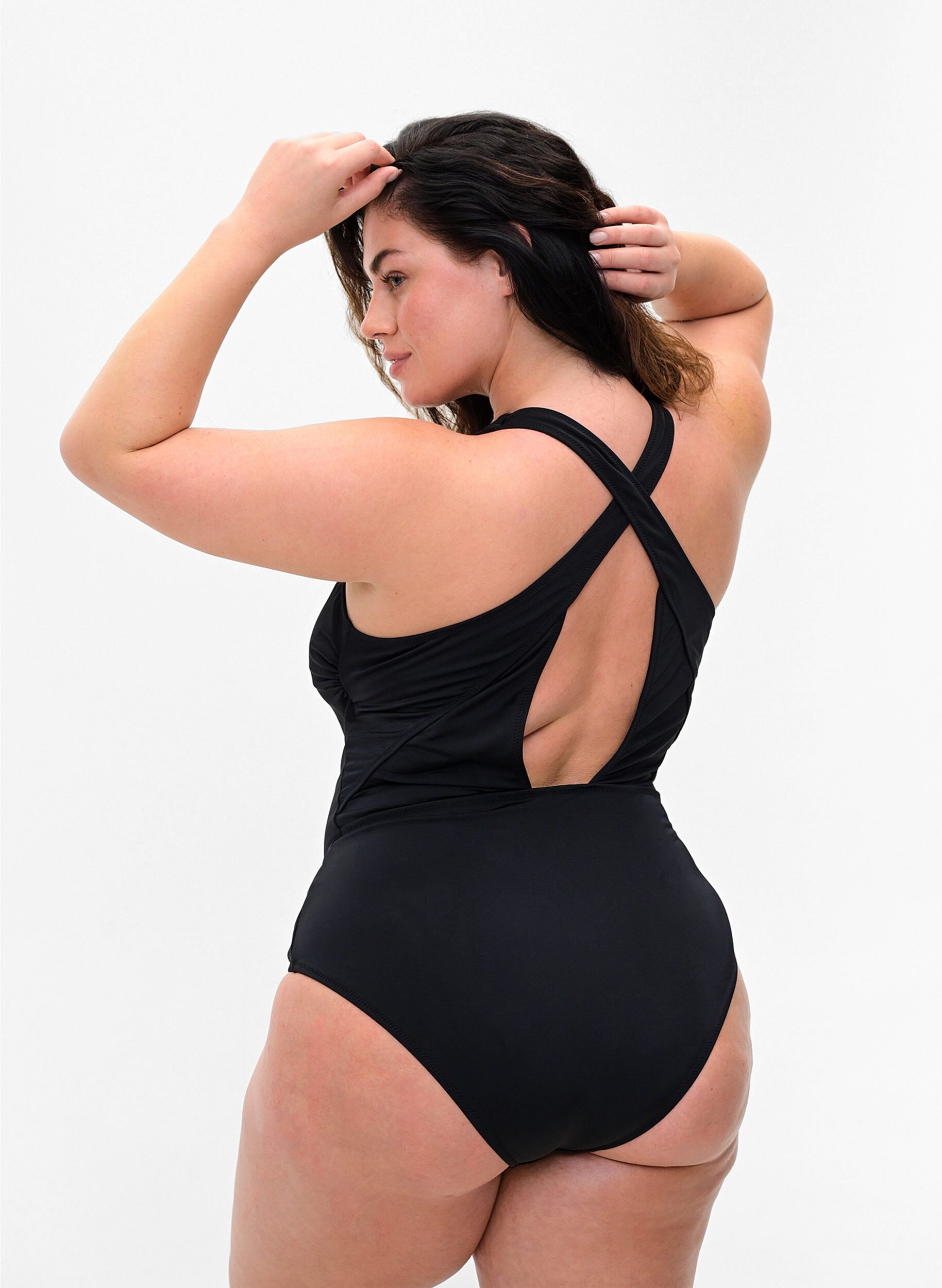 Zizzi Maillot de bain avec dos crois&eacute;, Black, Model image number 1