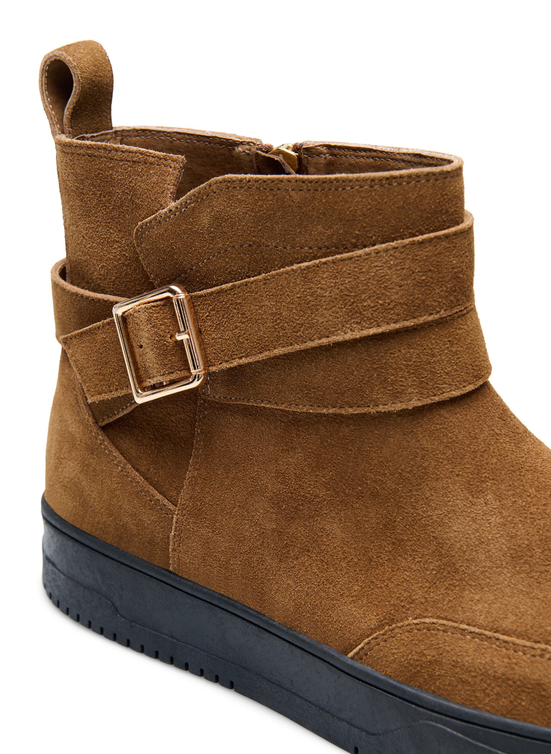 Zizzi Bottines coupe large en daim, Tobacco Brown, Packshot image number 3