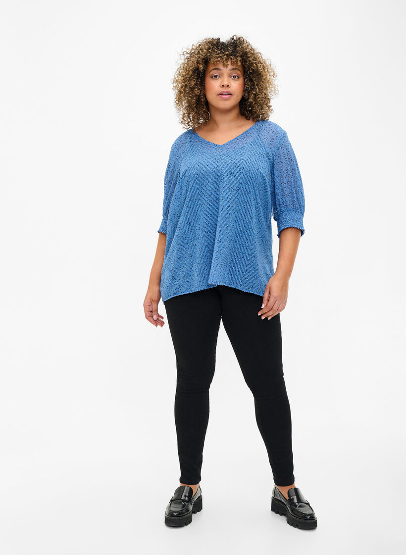 Blouse à pois avec manches 1/2, Riverside Dot, Model image number 2