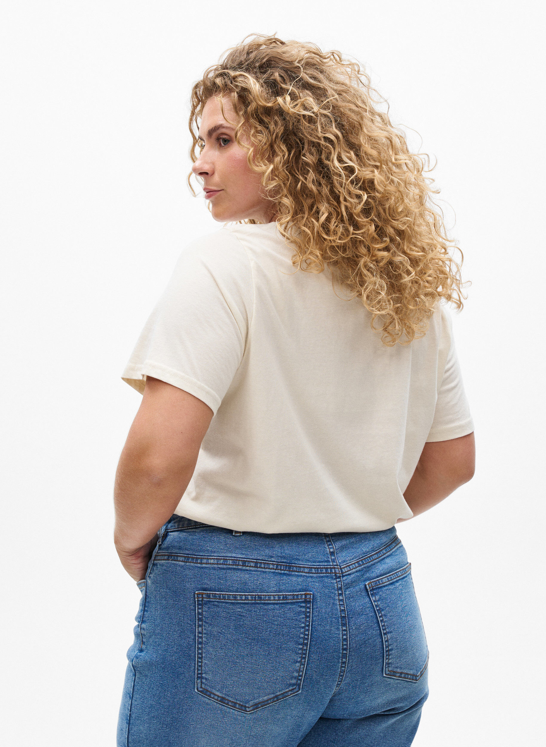 ZizziFLASH - T-shirt met print, Beige, Model image number 2