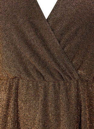 Robe scintillante avec aspect enveloppant et manches longues, Black Copper, Packshot image number 2