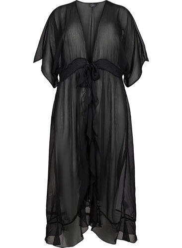 Strand kimono met korte mouwen, Black, Packshot image number 0