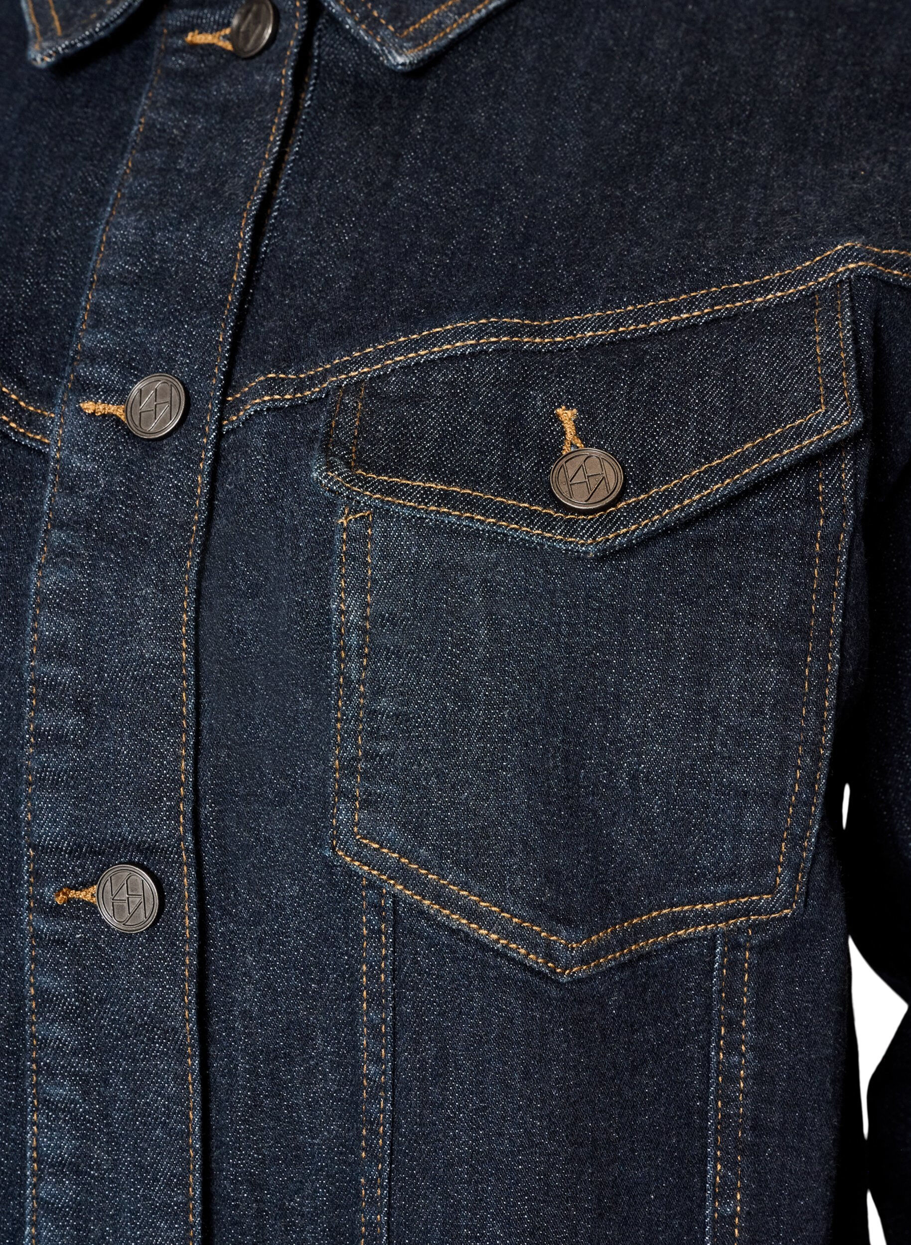 ZizziKlassiek denimjack met contrasterend stiksel, Blauw, Packshot image number 2