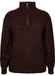 Pull en tricot avec col haut et fermeture &eacute;clair, Marron, Packshot image number 0