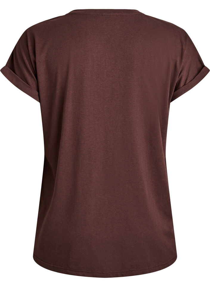 T-shirt &agrave; manches courtes en m&eacute;lange de coton, Marron, Packshot image number 1