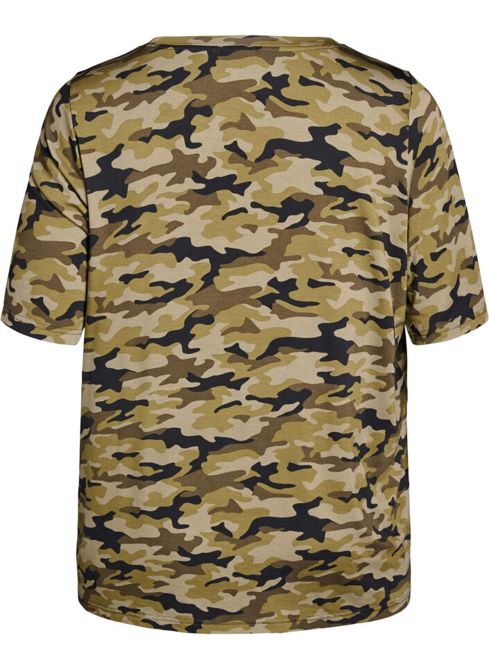 T-shirt avec TENCEL&trade; Lyocell et impression camouflage, Vert, Packshot image number 1