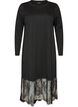 Jersey jurk met glitter en kanten rand, Zwart, Packshot image number 0