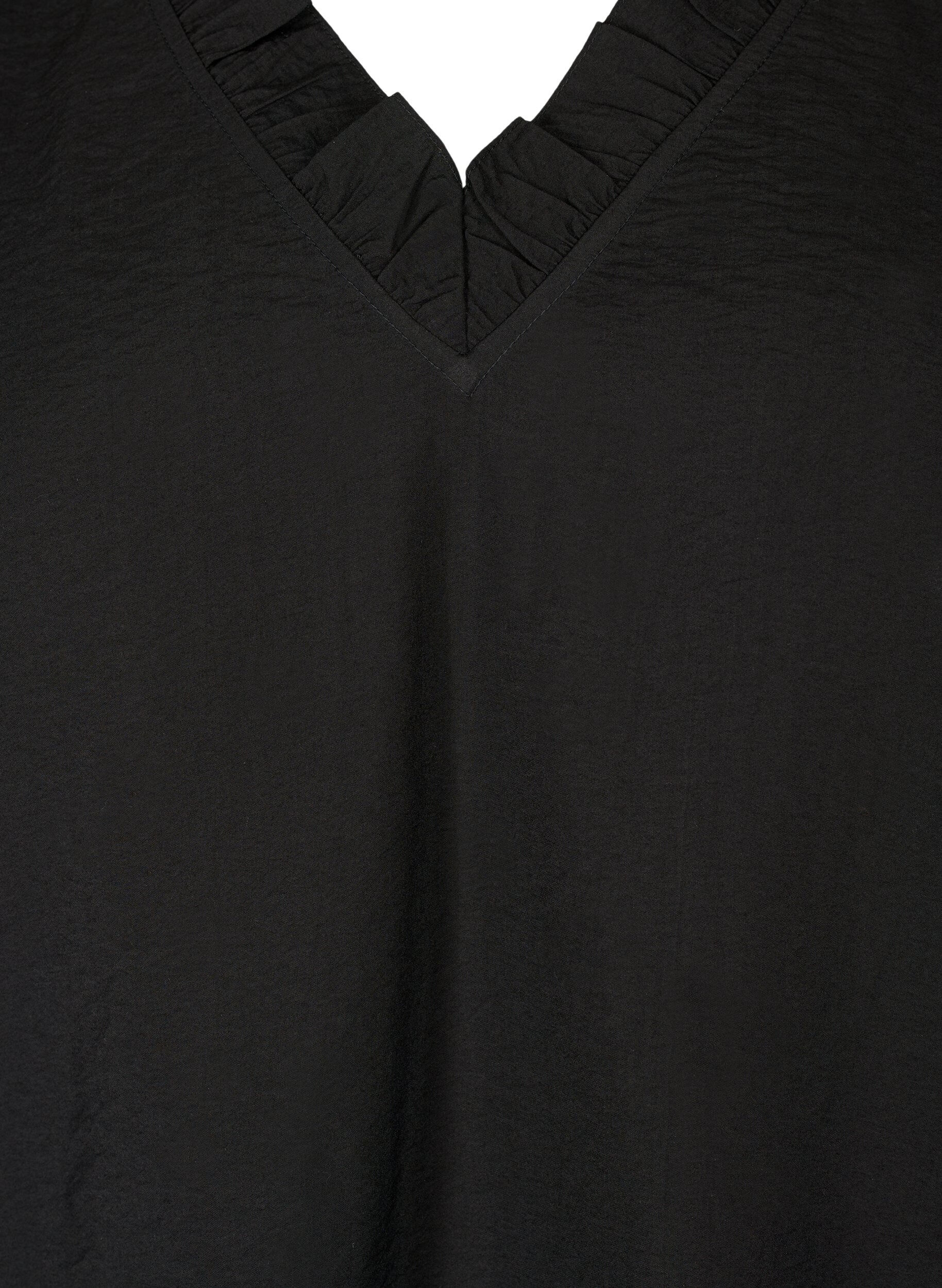 Zizzi Blouse &agrave; manches longues en viscose avec d&eacute;tails de volants, Black, Packshot image number 2