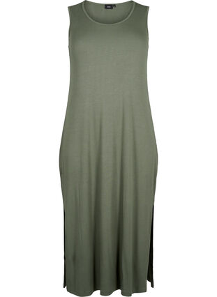 Mouwloze, geribde jurk van viscose, Thyme, Packshot image number 0