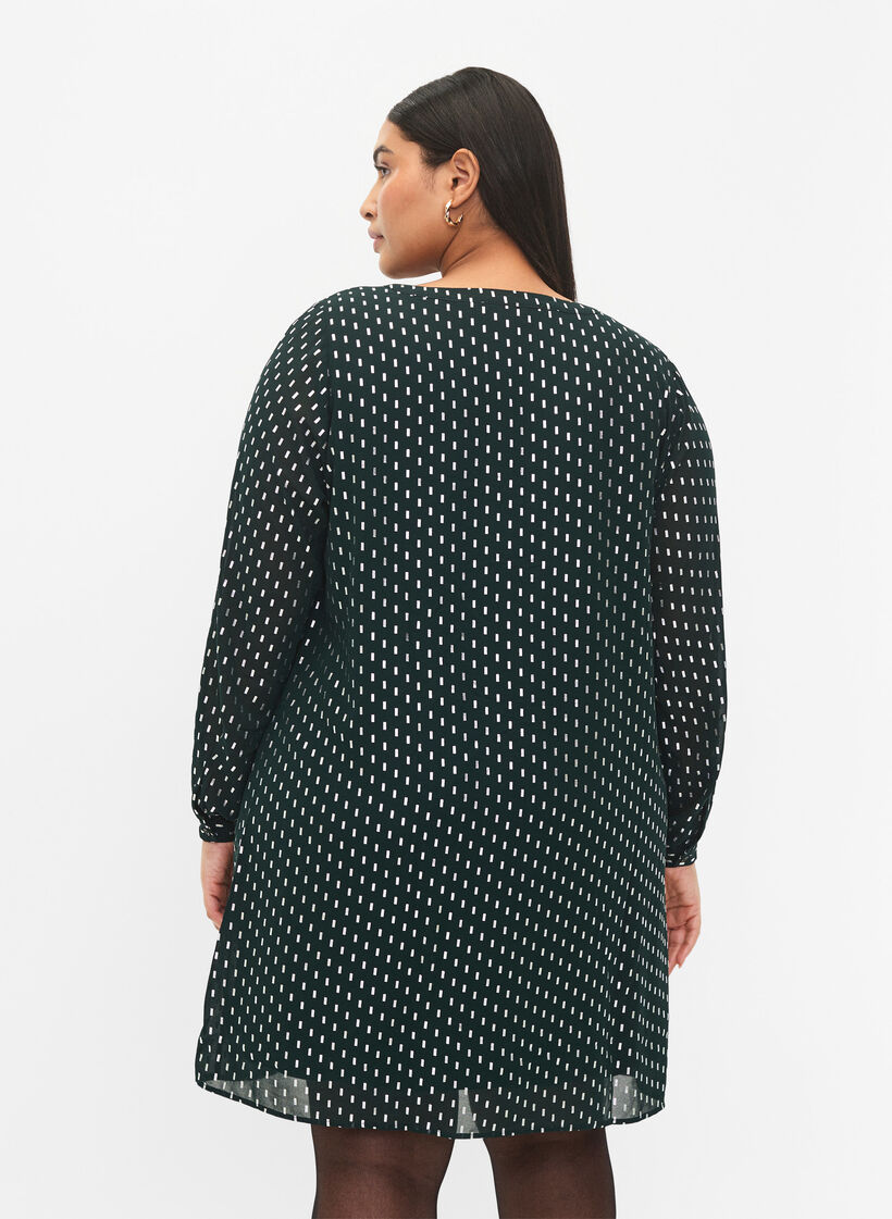 Robe à manches longues avec imprimé brillant, Scarab w. Silver, Model image number 1