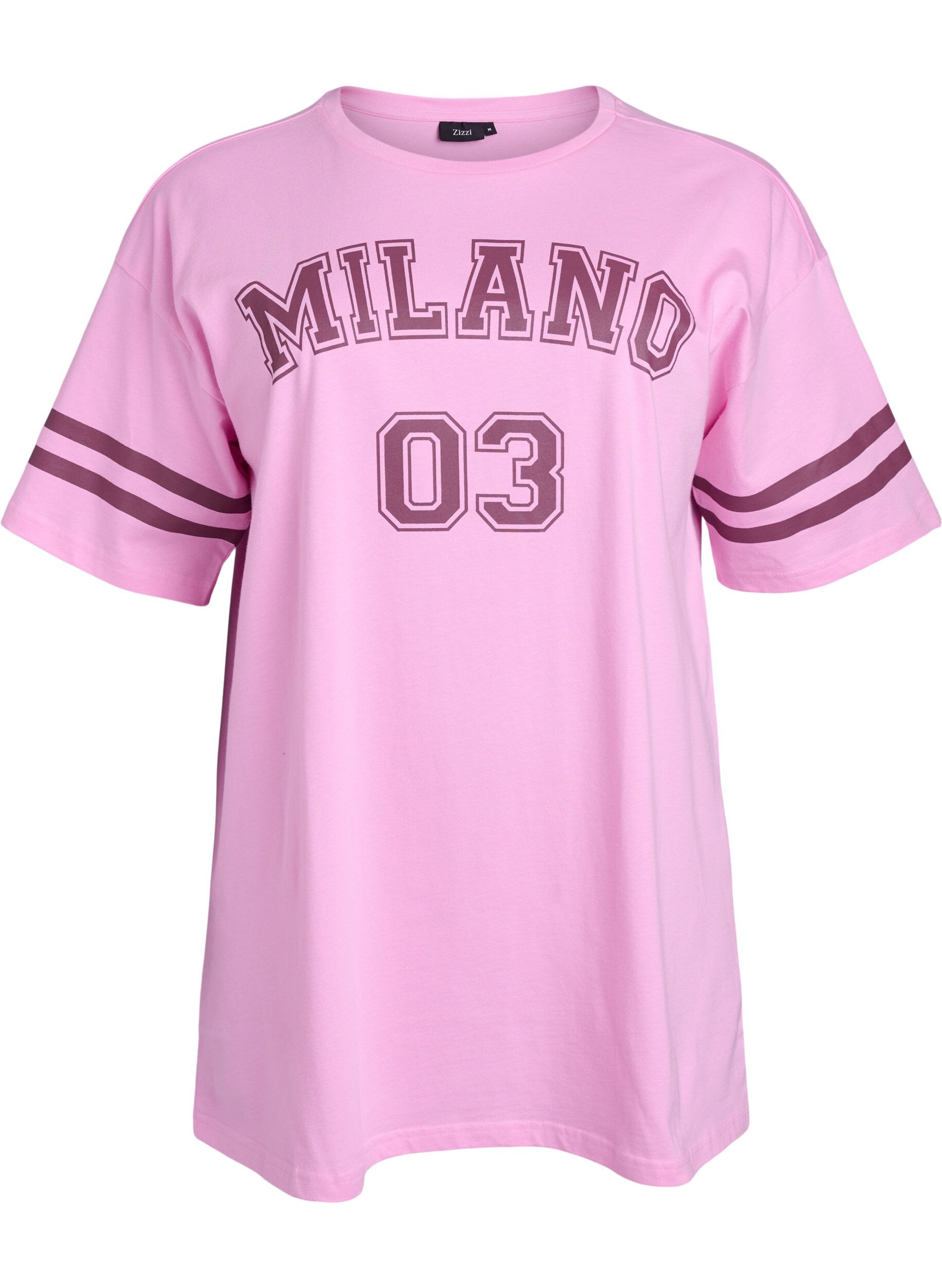 ZizziSportief oversized college T-shirt, Roze, Packshot image number 0