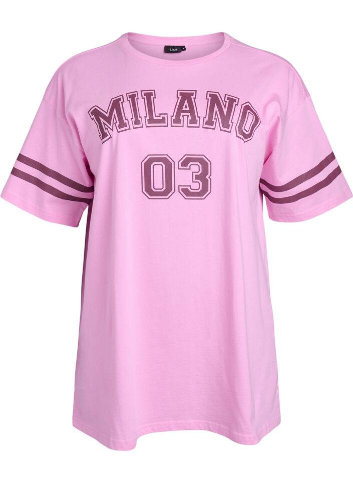 Sportief oversized college T-shirt, Roze, Packshot image number 0