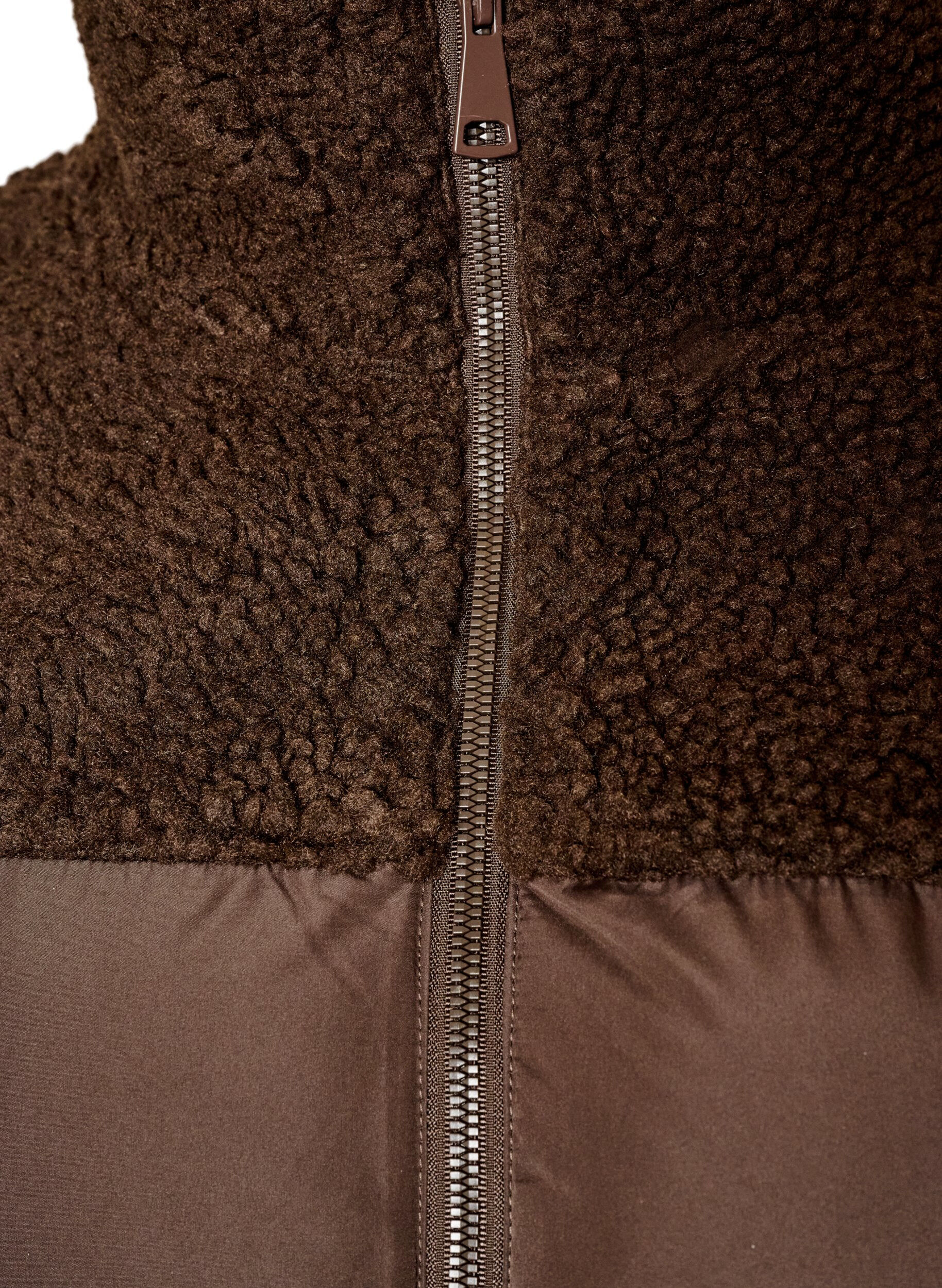 ZizziDoudoune mi-longue avec polaire teddy, Marron, Packshot image number 2