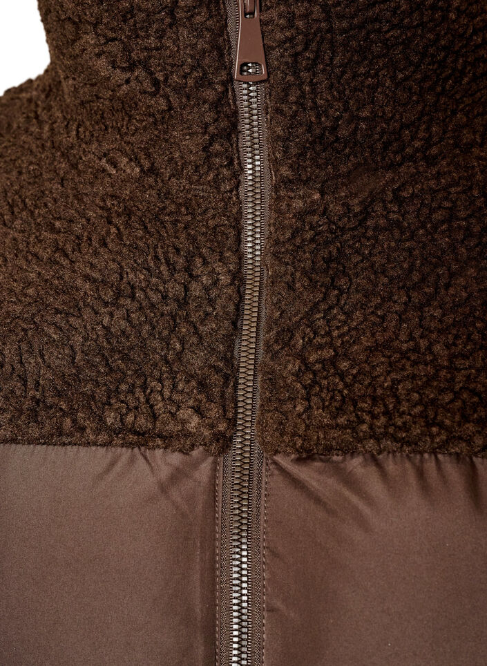 Doudoune mi-longue avec polaire teddy, Marron, Packshot image number 2