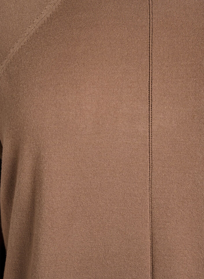 Blouse en maille &agrave; col rond et motif tricot&eacute;, Marron, Packshot image number 2