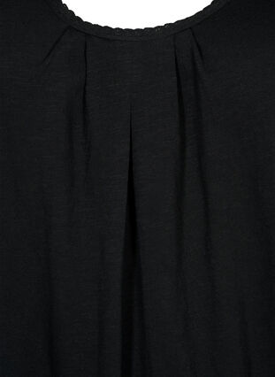 Top en coton avec bordure en dentelle, Black, Packshot image number 2